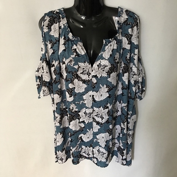 Joe Fresh Floral Top Cold Shoulder Plus 3X NWT - Picture 2 of 9